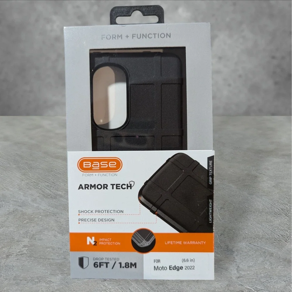 Base Armor Tech Case For Moto Edge 2022 Black Form/Function N2 Impact Protect W7
